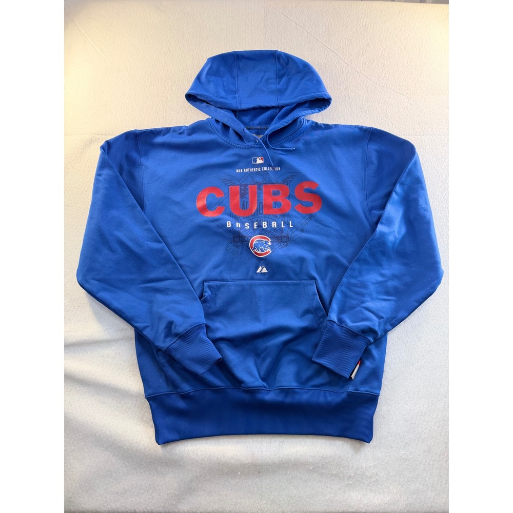 Chicago Cubs Majestic MLB Authentic Therma Base Hoodie Men's M Blue
